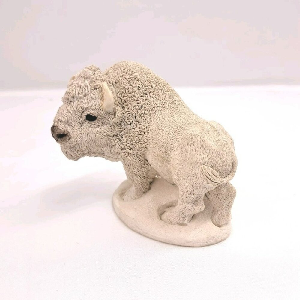 Vintage 1992 Stone Critters 4" White Buffalo Figurine United Design Corp